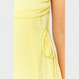 Flossie | Rochie Maxi cu Volant Lateral în Culoare Galbenă