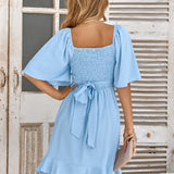 Claire | Rochie midi albastru de vară cu curea reglabilă