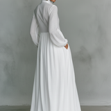 Sita | Rochie Maxi Mini cu Patchwork, Guler Înalt și Mâneci Lungi