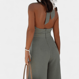 Jessica | Mono Halter cu spatele gol și pantaloni lați