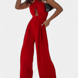 Jessica | Mono Halter cu spatele gol și pantaloni lați