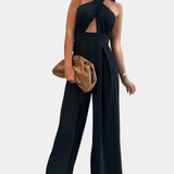 Jessica | Mono Halter cu spatele gol și pantaloni lați