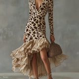 Eleonora | Rochie cu Volane și Print Animal