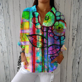 Bernadette | Bluză multicoloră cu imprimeu artistic floral