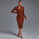 Samara | Rochie cu decolteu în V și mâneci lungi