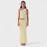 Seranella | Rochie maxi asimetrică cu decolteu