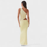 Seranella | Rochie maxi asimetrică cu decolteu