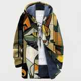 Triin | Pulover cu model geometric cu pisici