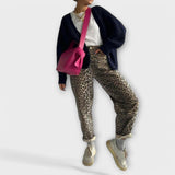 Chandra | Pantaloni din denim cu model leopard în stil vintage
