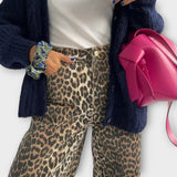 Chandra | Pantaloni din denim cu model leopard în stil vintage