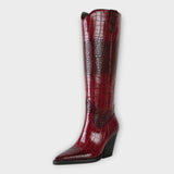 Külli | Cizme cu design de piele de crocodil și toc elegant
