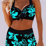 Sidónia | Costum de Baie cu Talie Înaltă și Imprimeu Floral