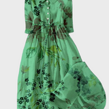 Annika | Rochie verde cu flori ascunse