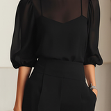 Marta | set de trei piese transparent, cămașă și pantaloni lați