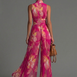 Leabella | Salopetă Plisată Florală Fucsia