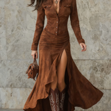 Carlotta | Rochie Lungă cu Volane