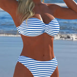 Bikini cu Talie Înaltă și Sutien în Formă de Triunghi Cu Două Piese