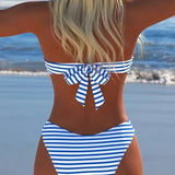Bikini cu Talie Înaltă și Sutien în Formă de Triunghi Cu Două Piese