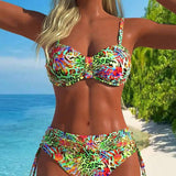 Costum de baie cu două piese și model leopard