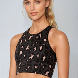 Keiti | Sutien Sport Moale Culoare Piersica cu Tipar Leopard