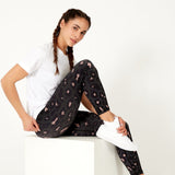 Anneli | Legingi 7/8 leopard roz cu talie neagră