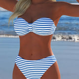Bikini cu Talie Înaltă și Sutien în Formă de Triunghi Cu Două Piese