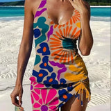 Filipa | Costum de baie Tankini cu imprimeu floral și pantaloni scurți, efect burtă plată