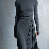 Gabriella | Rochie Lungă cu Nod Lateral