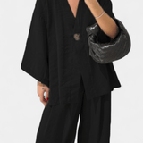Eli | Set oversize – top cu decolteu în V și pantaloni drepți