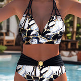 Bikini Două Piese Retro Tipărit