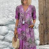 Lia | Rochie midi pentru femei din țesătură ușoară