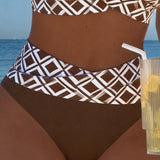 Costum de Baie Două Piese cu Motiv Diamant