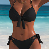 Bikini sexy cu gât halter