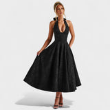 Effie | Rochie midi texturată cu decolteu în V
