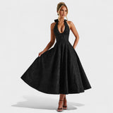 Effie | Rochie midi texturată cu decolteu în V