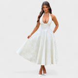 Effie | Rochie midi texturată cu decolteu în V
