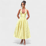 Effie | Rochie midi texturată cu decolteu în V