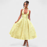 Effie | Rochie midi texturată cu decolteu în V