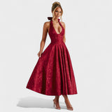 Effie | Rochie midi texturată cu decolteu în V