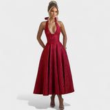 Effie | Rochie midi texturată cu decolteu în V