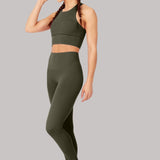Katrin | Pantaloni Elevate All Day 7/8 cu talie înaltă în verde măsliniu