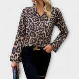 LV | Bluză Ahna cu decolteu în V și imprimeu leopard
