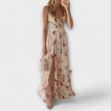 Joana | Rochie florală cu plăci