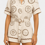 Cristina | Tricou monocolor cu cochilii marine și nasturi