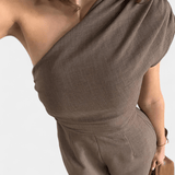 Magnolia | Rochie elegantă monocromatică cu drapaje pe un umăr