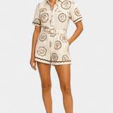 Cristina | Tricou monocolor cu cochilii marine și nasturi