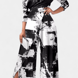 Brina | Monochromă, lungă, rochie cu gradient de culoare cu umerii goi și picioarele late