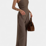Magnolia | Rochie elegantă monocromatică cu drapaje pe un umăr