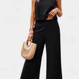 Lavinia | Ansamblu Boho: top din in și bumbac cu pantaloni scurți