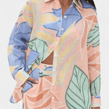 Lumina | Set tropical: tricou stil liber și pantaloni scurți cu talie înaltă
